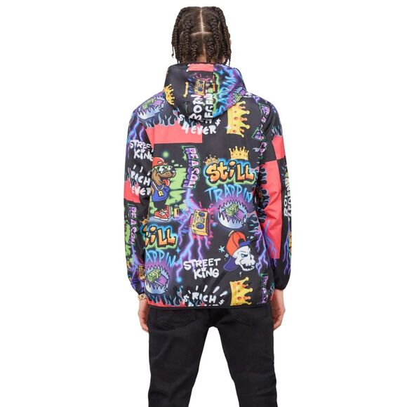 Reason Anorak Half-Zip Jacket Men’s Medium Graffiti Streetwear Dog Boom Box - Picture 4 of 8